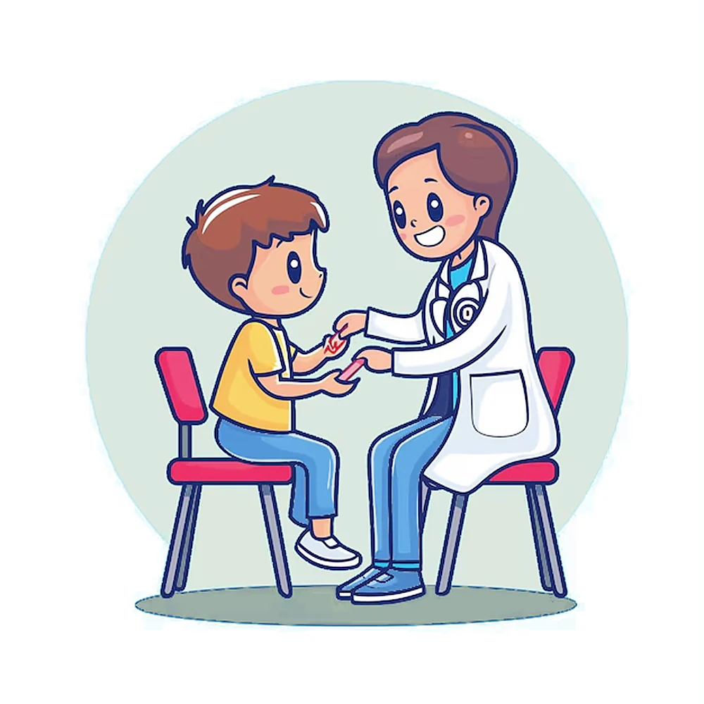 Illustration of a doctor caring for a child