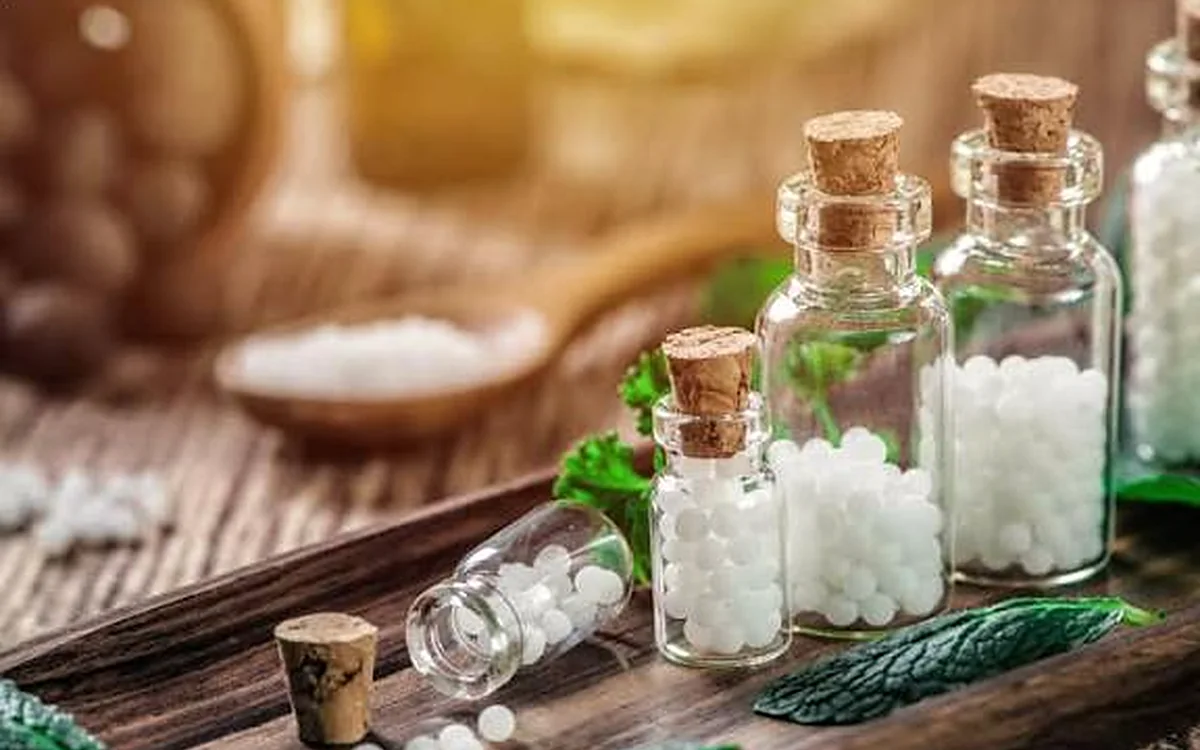 Homoeopathic globules in small glass bottles
