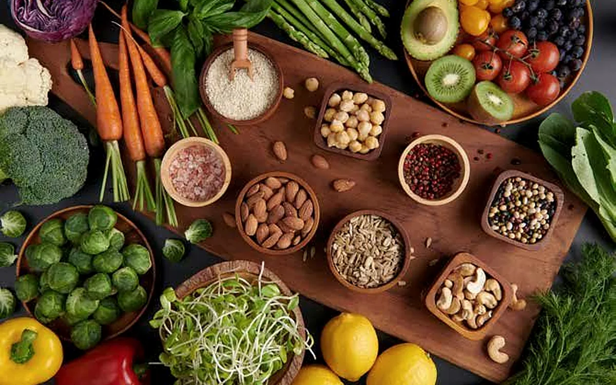 Fresh vegetables, pulses, nuts and seeds
